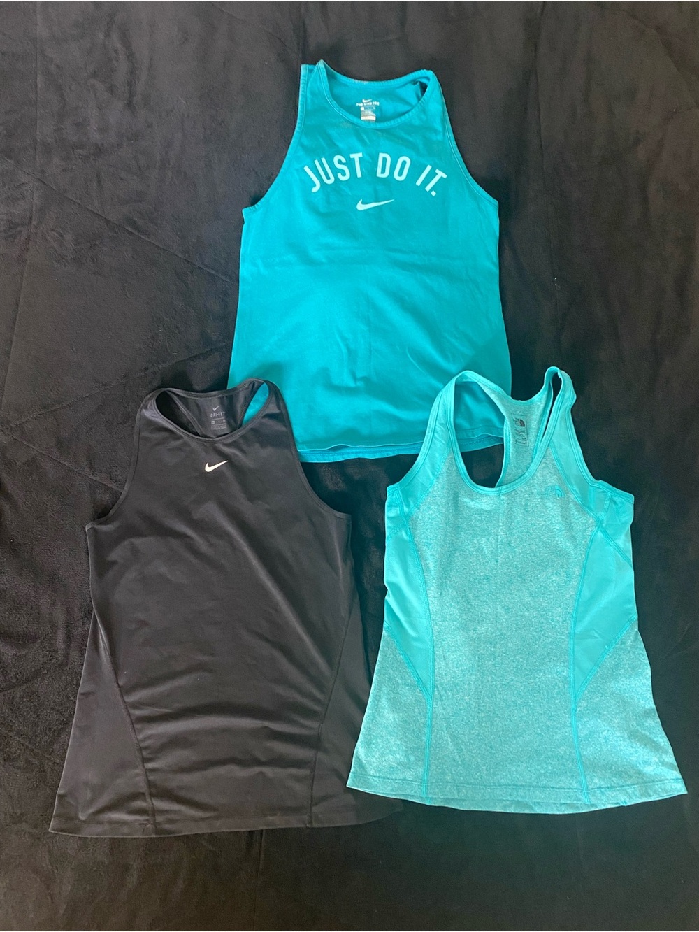 2 Nike and 1 Northface  Women's Teal & Black Athletic Tank bundle deal!